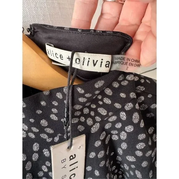 NWT Alice + Olivia Inka Strong-Shoulder Mockneck Dress Size 2 - Picture 5 of 12